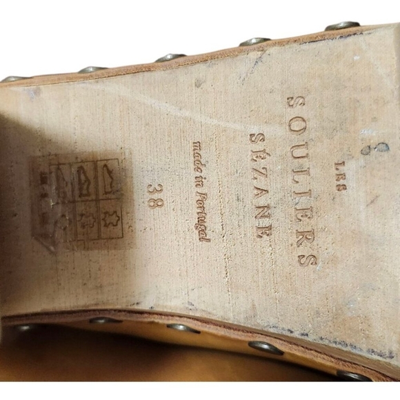 Sezane Dakota High Clogs in Terracotta Red Wooden Heels Buckle Chunky Platform - Picture 10 of 14